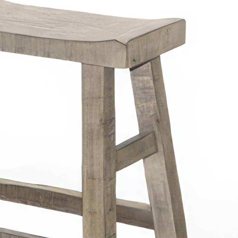 Rena Bar Height Bench | Trestle Legs with Footrests | 33" Wide Mahogany Wood, 24" H x 33" W x 14.5" D, Brown