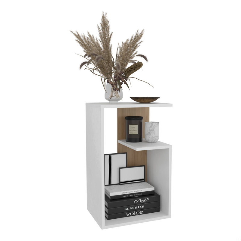 Table basse haute, Blanc/naturel