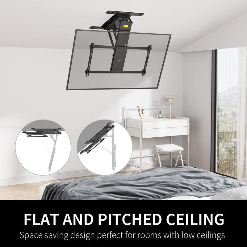Black Motorized Ceiling TV Mount with Remote Control