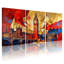 Ensemble de 3 reproductions d'art sur toiles abstraites de grandes villes et pays de Londres avec Big Ben-1037721352