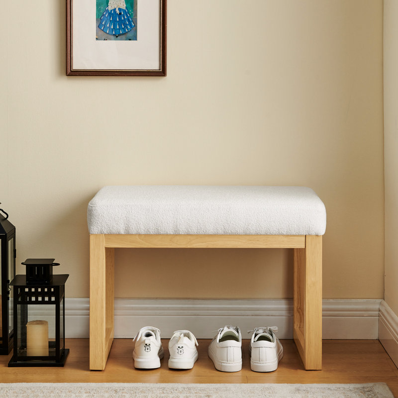 Banc à langer beige avec coussin moelleux - banc et table à langer, style et cadre modernes, convient à divers environnements domestiques, banc de 25,5 po x 18,25 po x 14,5 po, siège de 14,4 lb avec des lignes épurées, siège en bois naturel et petit