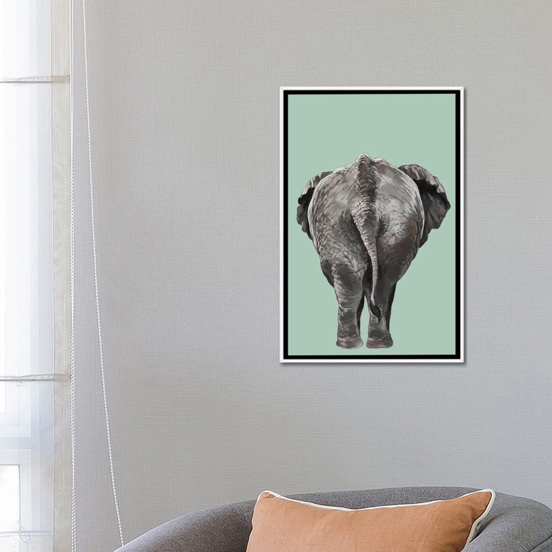 Art de bout éléphant, Toile blanche encadrée, H 26 po x l 18 po x P 1,5 po