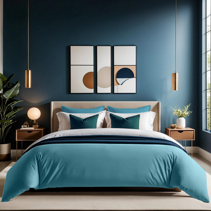 Petrol Blue Ranforce Single Quilt Cover, 55.1 x 78.7 inches | 100% Cotton, 145 Thread Count | Button Closure Duvet Cover, Machine Washable at 30°C | Soft, Durable, and Stylish Bedding for Cozy Bedrooms