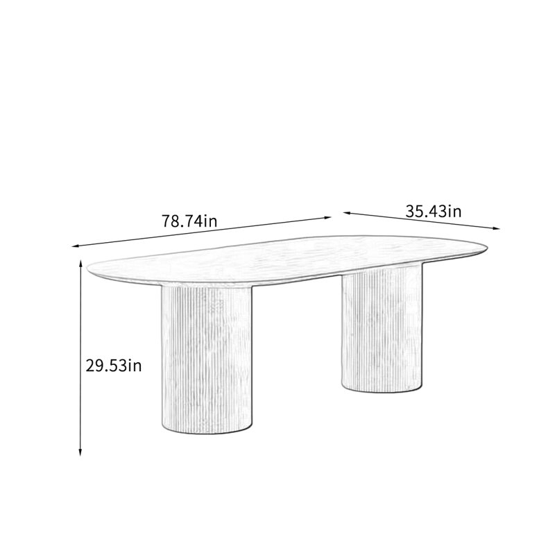 Table de salle à manger en chêne de luxe - style minimaliste., H 29,53 po x L 78,74 po x l 35,43 po