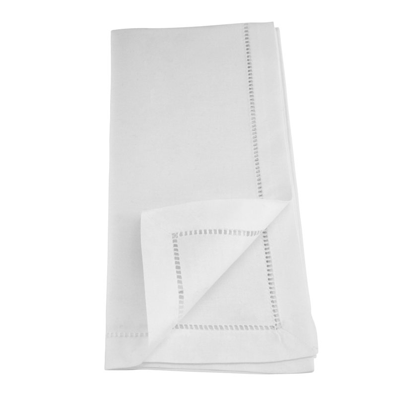 Serviette de coton 20 po avec hortensia brodée point ajouré Plympt, Blanc / Bleu