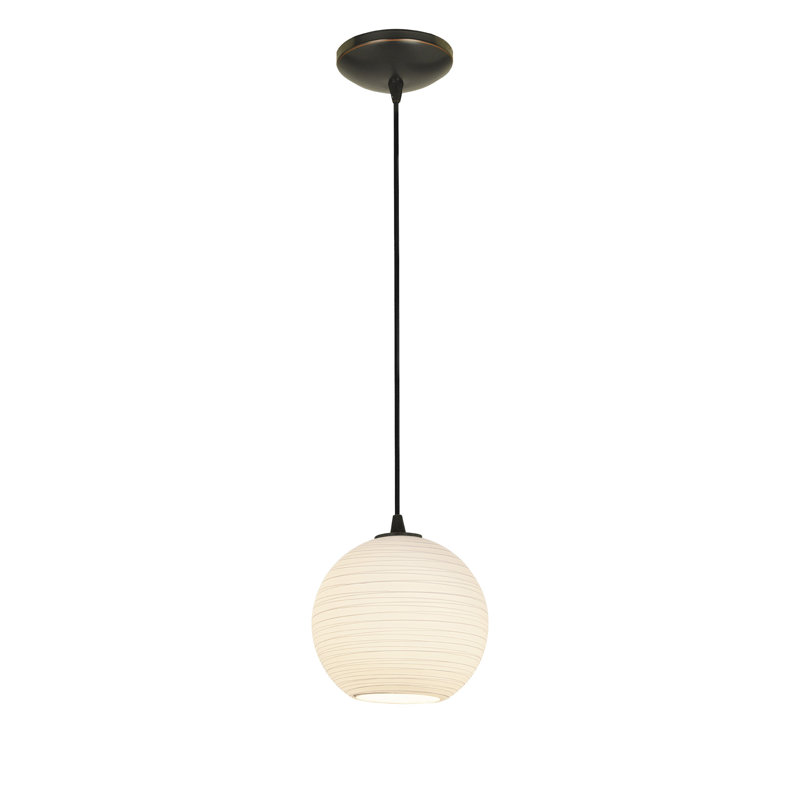 Pendentif globe à 1 lumière Weber, Bronze huilé, Corde, H 54 po x l 8 po x P 8 po