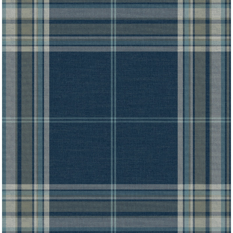 Westley Black Plaid Wallpaper, Blue