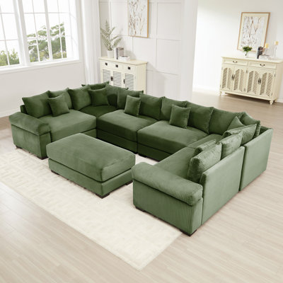 Cloud Modular Sectional Couch, Convertible Sectional Couches,Extra-Wide Armrests With An Ottoman,Soft Corduroy Fabric,Ergonomic Design, Easy Assembly, For Living Bedroom