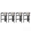 Tabouret de comptoir d'extérieur en aluminium, chaise de bar, structure noire avec coussin gris, ensemble de 4-648867438