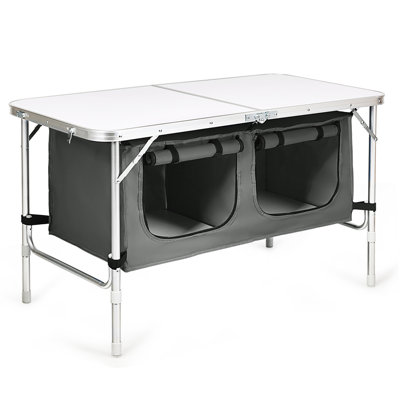 Table de camping réglable en aluminium Costway avec rangement bleu foncé Costway