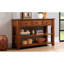 Console 48,27 po en pin, 3 tiroirs, 2 tablettes, style américain, pieds robustes, espace multifonctionnel, poignées rétro en métal brun pour vestibule, haute résistance,-133406025-133406026