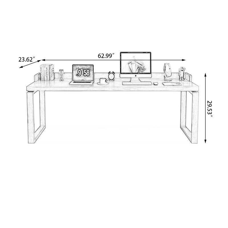 Bureau rectangulaire en bois massif noyer clair, H 31,5 po x l 62,99 po x P 23,62 po