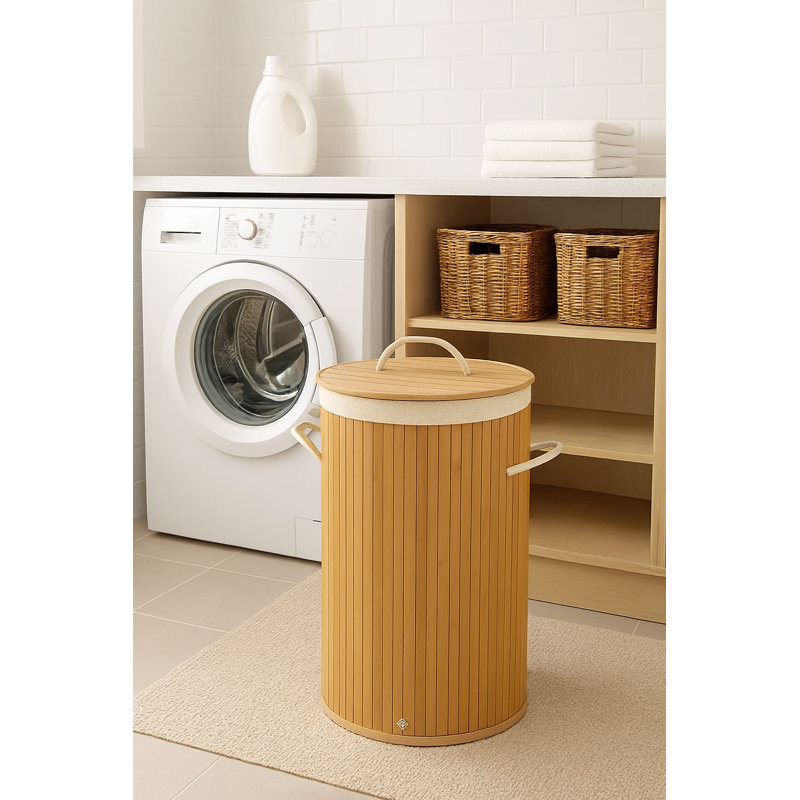 Panier à linge pliable en bambou naturel