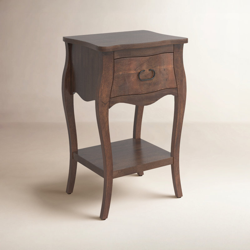 Frida 1-Drawer Solid and Manufactured Wood Nightstand, Dark Walnut