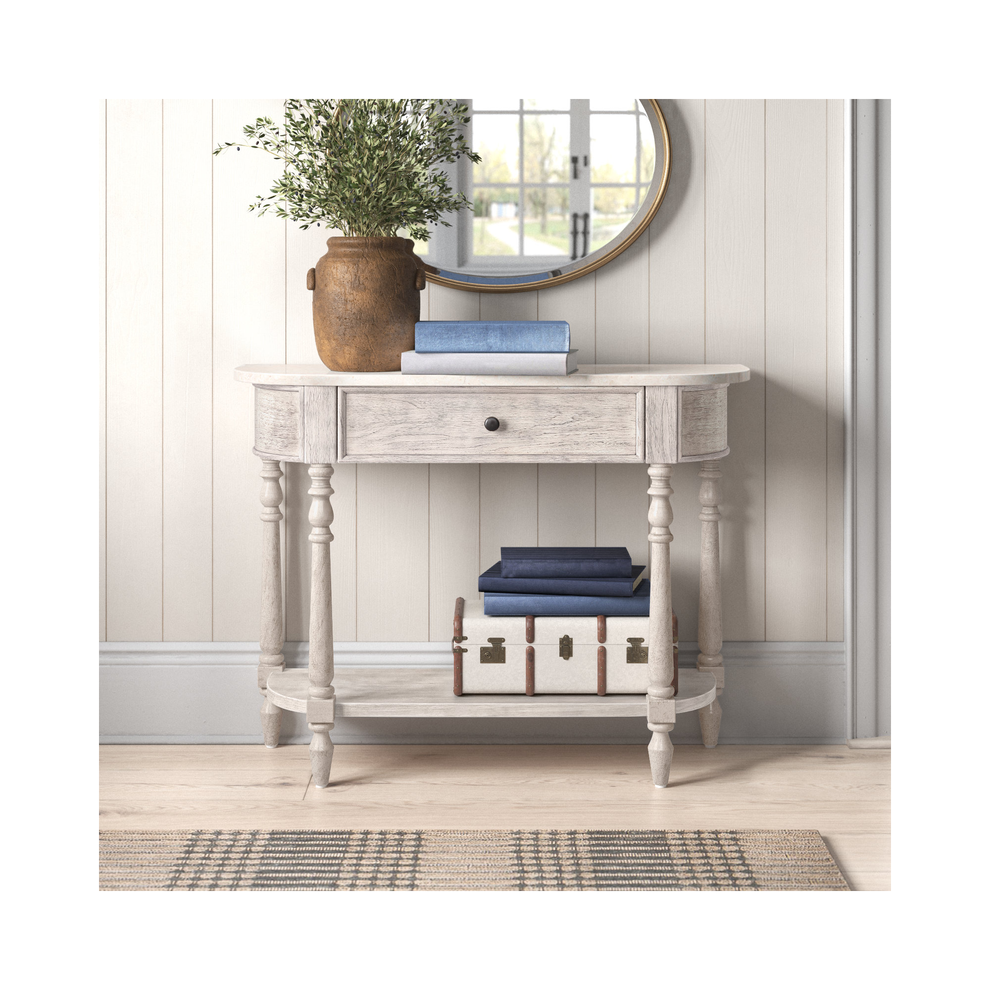 Aberdale 40'' Console Table with Marble Top, Rustic Gray
