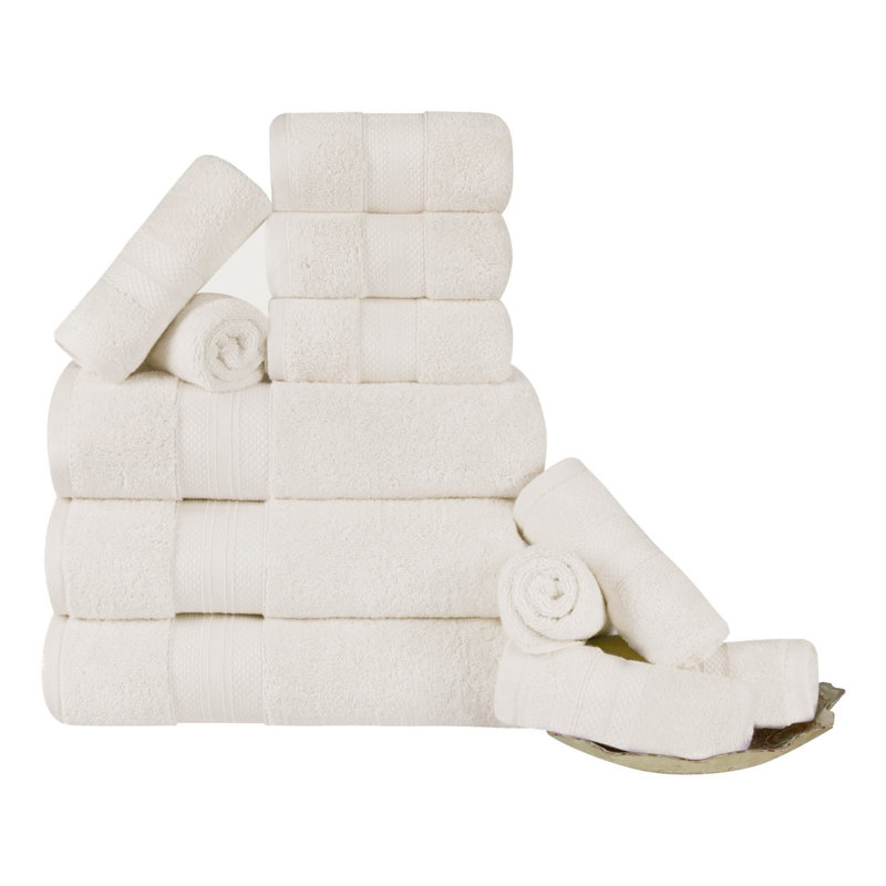 Finnian Plush Heavyweight, 100% Turkish Towel Collection, Ivory, 12 Piece Towel Set