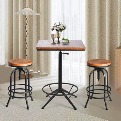 Junnie 2 - Person Pine Solid Wood Top Four Leg Dining Set