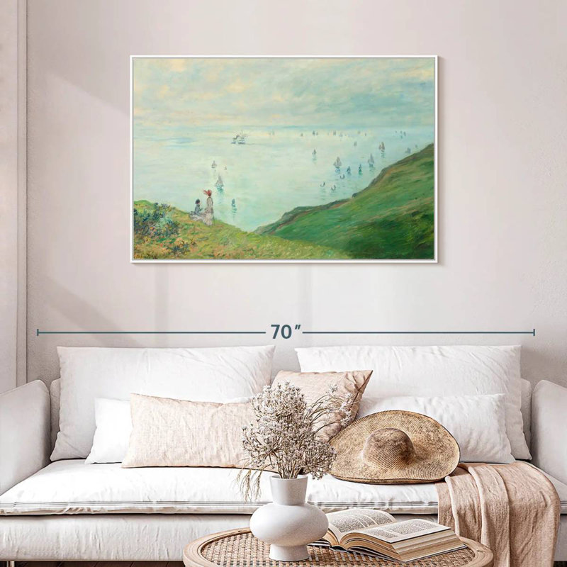 Falaises de Pourville, 1882, Cadre flottant blanc, 43 po x 29 po