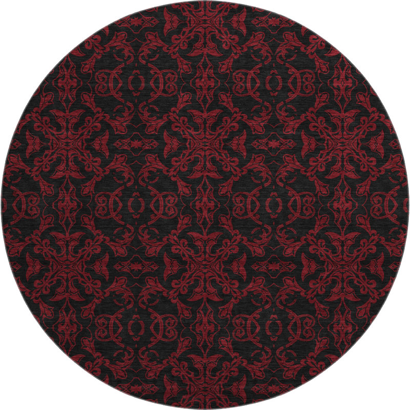Premium Machine Washable Prisco Red Rug, Round 8'
