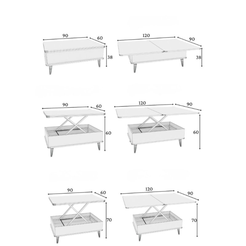 Table basse moderne, 35,4 x 15,0 x 23,6 pouces | Panneau de particules 100% mélaminé avec dimensions ajustables | Design ouvert élégant avec pieds en plastique, parfait pour le salon et les espaces contemporains