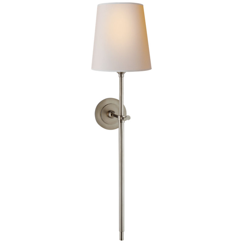 Thomas O'Brien Bryant Large Tail Sconce, Antique Nickel, Fabric