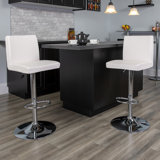 Nobles Contemporary Adjustable Height Barstool with Panel Back and Chrome Base