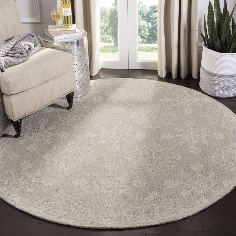 Aerick Hand Tufted Wool Geometric Rug, Round 6'