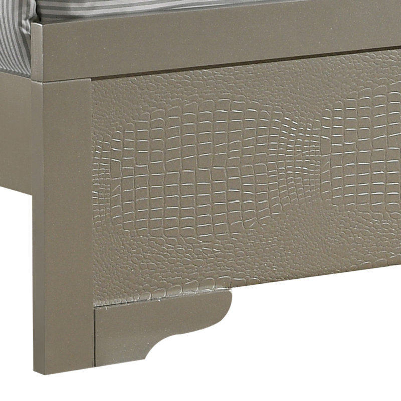 Lit simple Lorana, champagne argenté, Lit simple, Brun