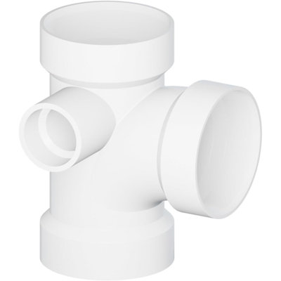3" x 3" x 3" x 1-1/2" White PVC DWV Sanitary Tee w/ Left Side Inlet All Hub PVC Drain, Waste & Vent Fitting, (10 Pack)