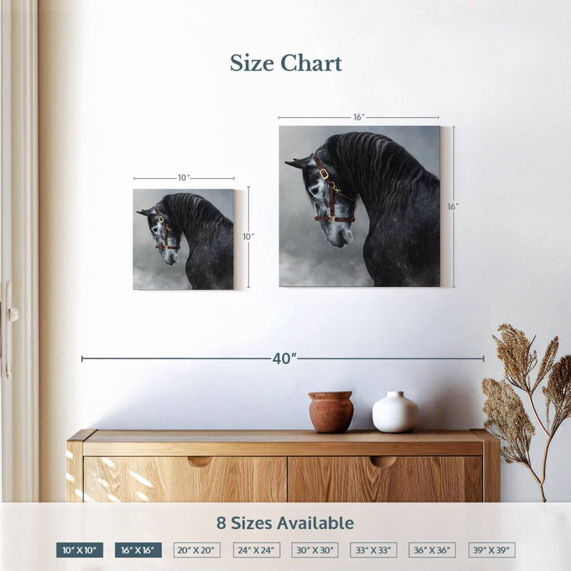 Cheval andalou gris Brampt, H 16 po x l 16 po