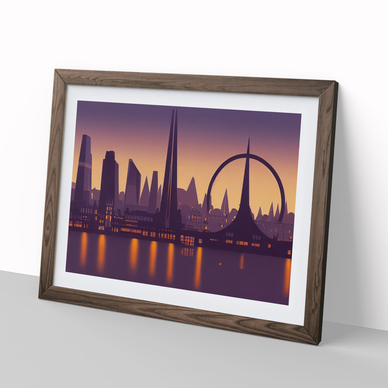 City Skyline Vol.4 - Framed Print, 25cm H x 34cm W x 2cm D, Walnut Framed