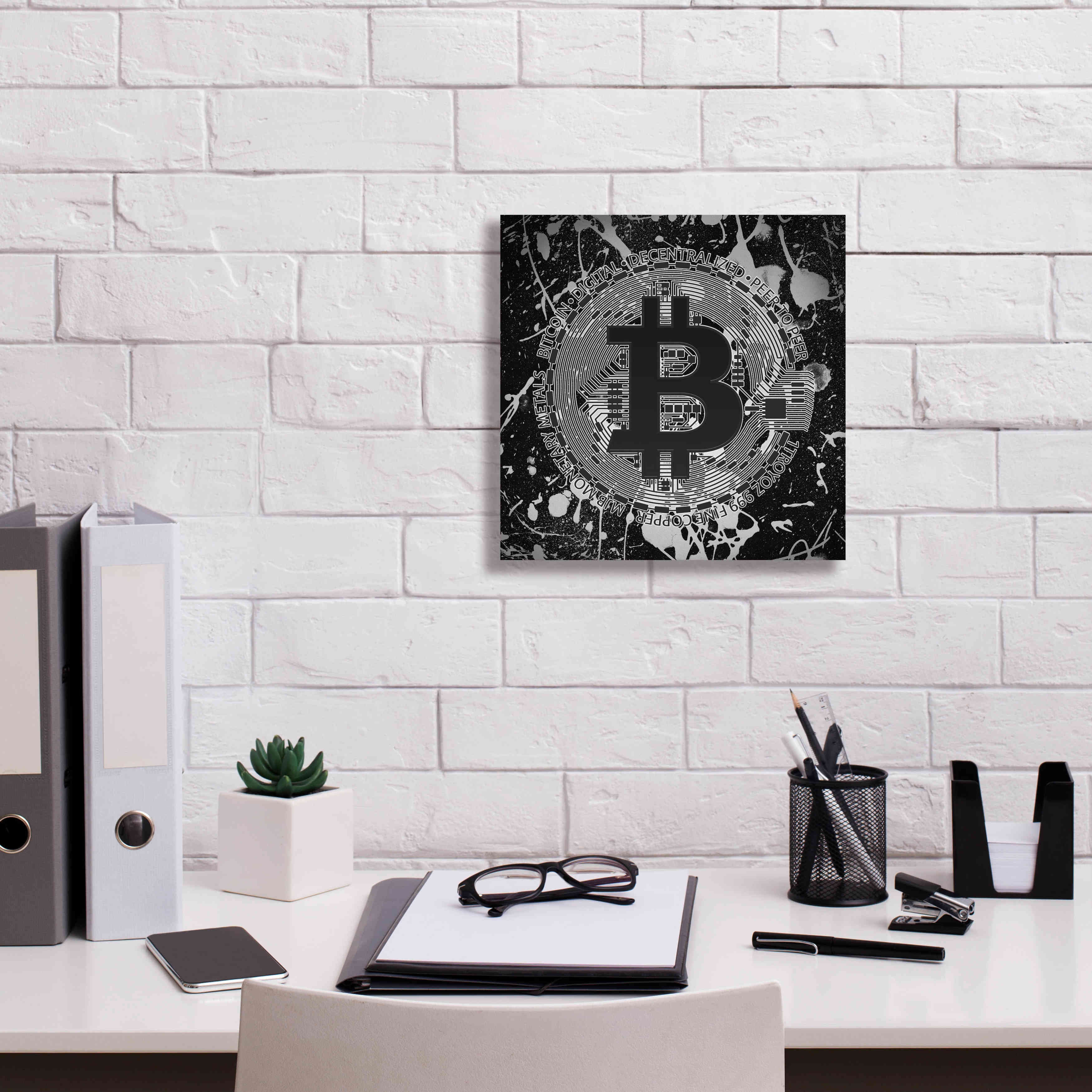 Trinx Ebbin Bitcoin Black Ice by Cameron Gray - Wrapped Canvas Print |  Wayfair
