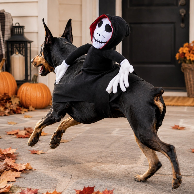 Déguisement de squelette d'Halloween pour chien, 10,2 po x 9,5 po