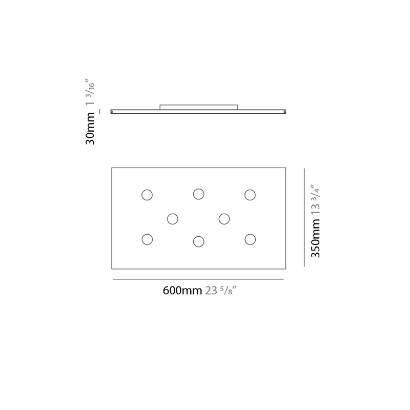 Pop 8 - Light 23.625" Simple Rectangle LED Flush Mount, Black/Aluminum