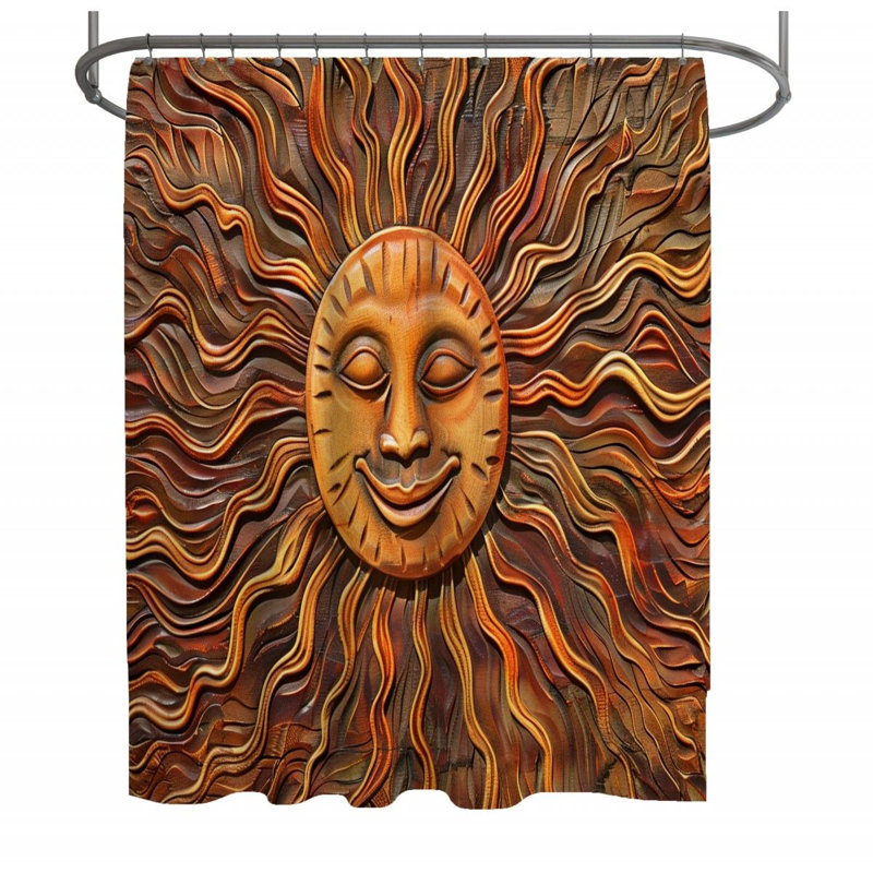 Abstract Cool Patterns Sun Relief Shower Curtain - Decorative Bathroom Decor, 93"H x 70"W