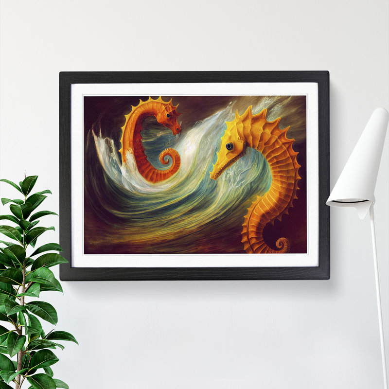 XH1022-7640X Seahorse Painting - Single Picture Frame Painting, Black , 34cm H x 46cm W x 2cm D