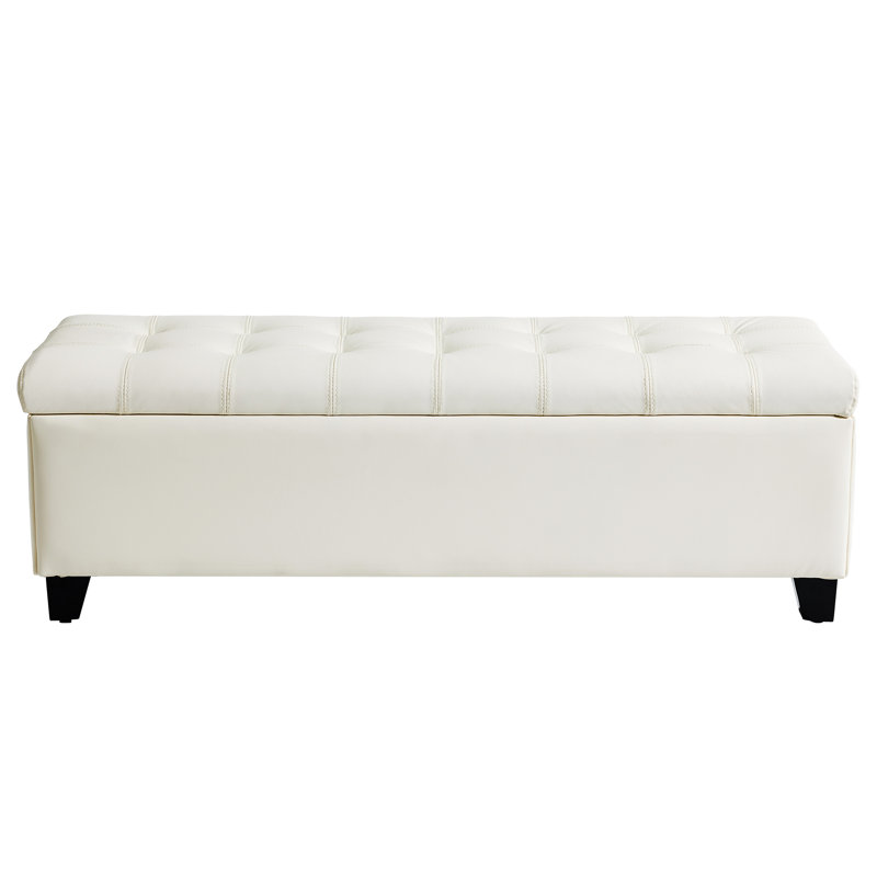 Banc de rangement de chambre moderne l 48 po, repose-pieds rembourré