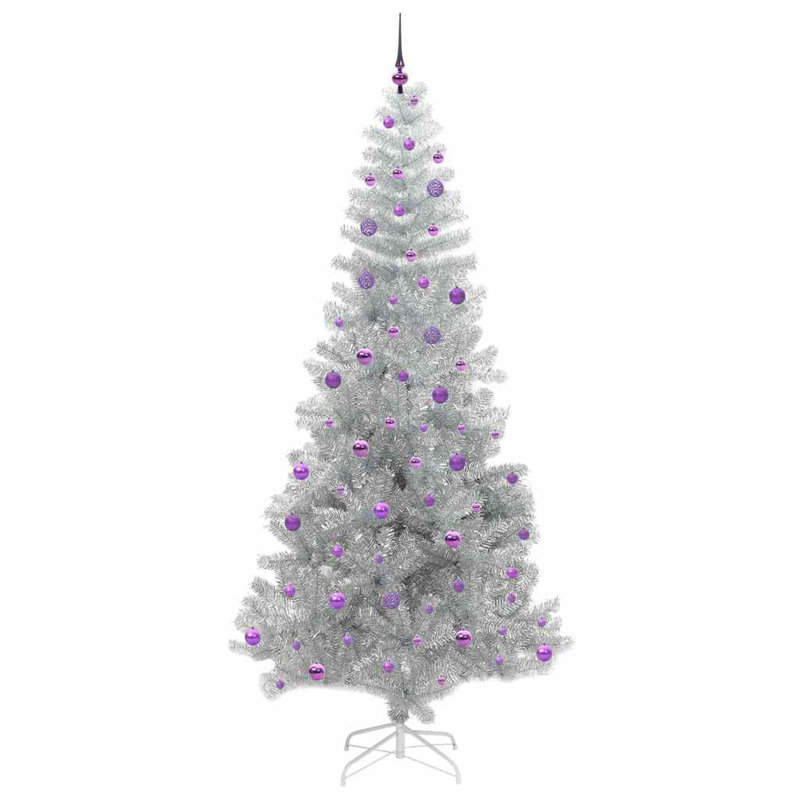 Christmas Tree with LEDs with Stand Silver PET, 7.87 ft