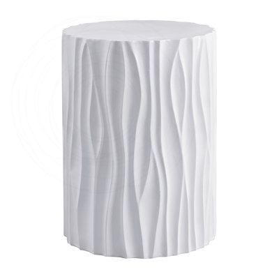 Wave Textured MGO Cylindrical Side Table