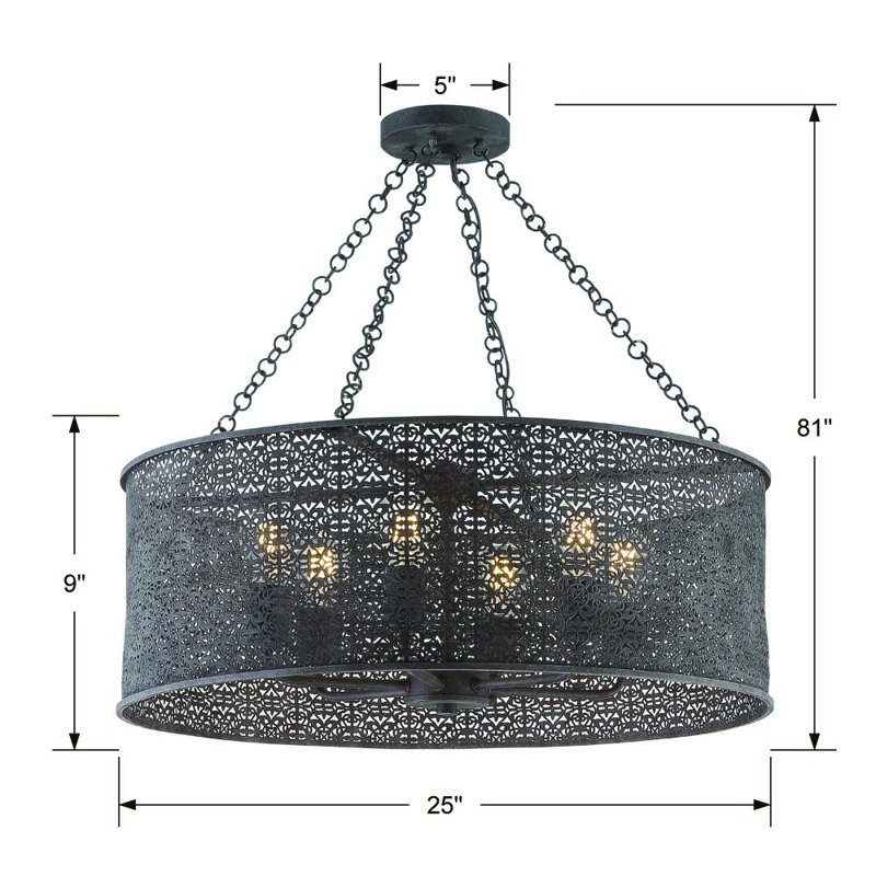 Lustre tambour unique à 6 lumières Kaeleigh