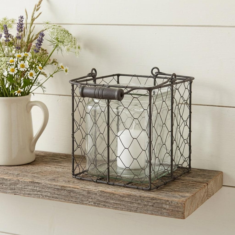 Porte-bougie de table en verre et métal 6 po
