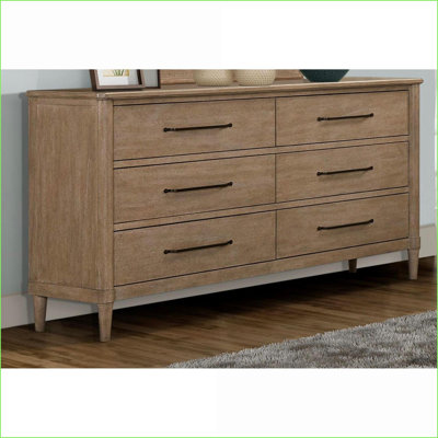 Dressers, Casual 6-Drawer with Felt/Cedar Lined Drawers Sand Finish | Solid Wood+MDF | Sand