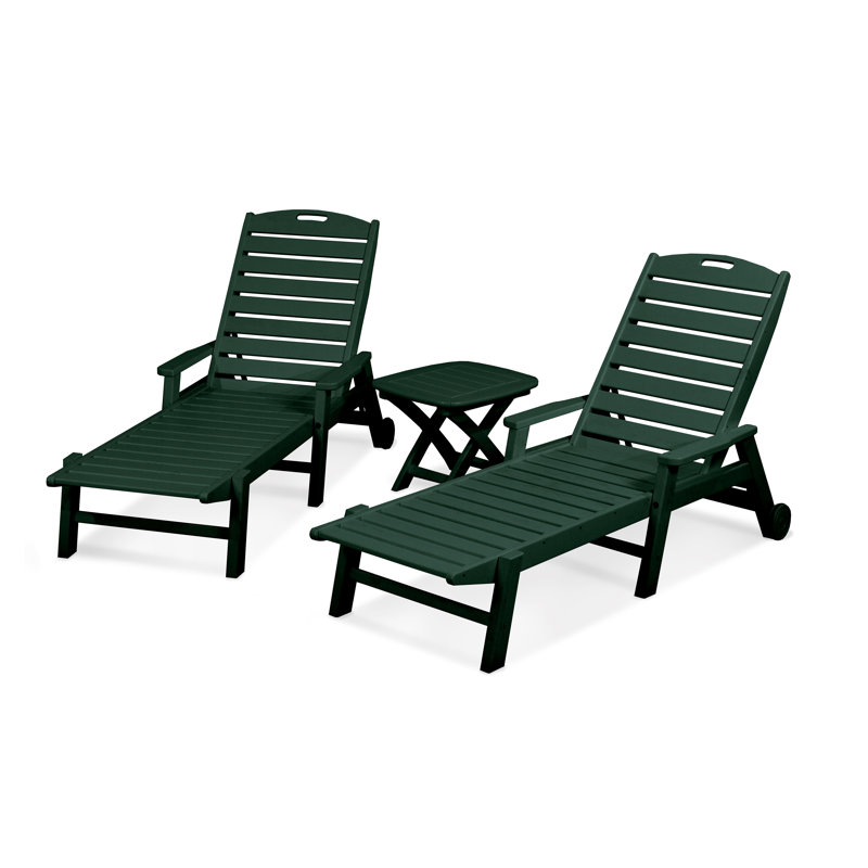 POLYWOOD Nautical 3-Piece Chaise Set, Green