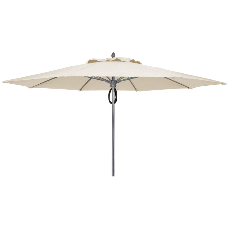 Parasol de marché 11 'Prestige, Aluminium brillant, Sunbrella® naturel