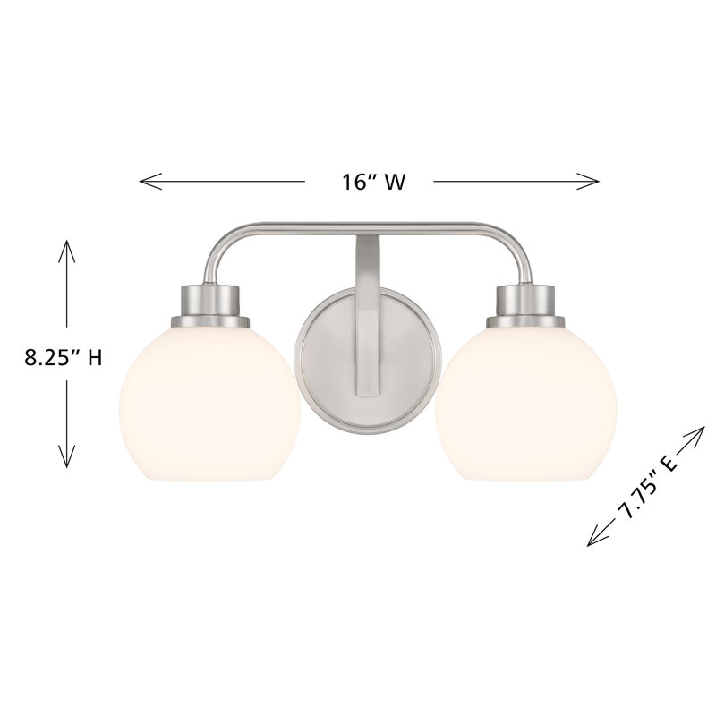 Luminaire pour meuble-lavabo de salle de bain 2 lumières Meridian en nickel brossé, Nickel brossé