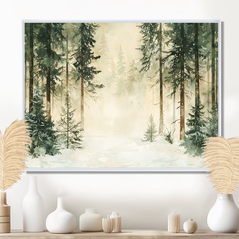 «Minimalist Winter Forest Landscape I - Winter Landscape», reproduction d'art mural, H 12 po x l 20 po, Blanc