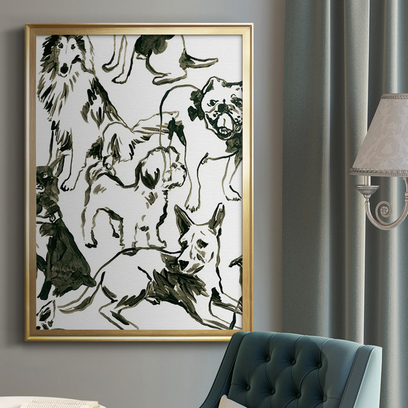 «Canine Collage I», impression sur papier, Or, H 24,5 po x l 18,5 po x P 1 po