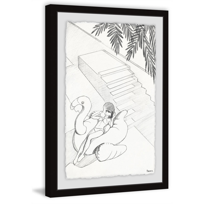 « flamant rose float » par parvez taj,-cadre photo imprimé sur papier, H 12 po x l 8 po x P 1,5 po