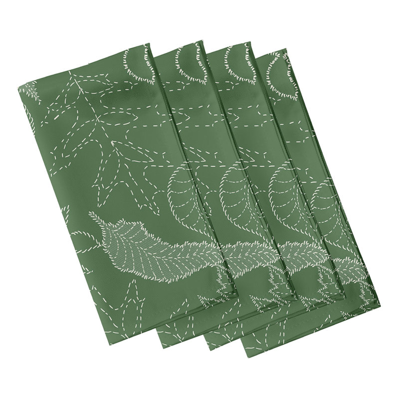 Ensemble de serviettes 4 pièces à motif de feuilles à pois Maxson, Vert