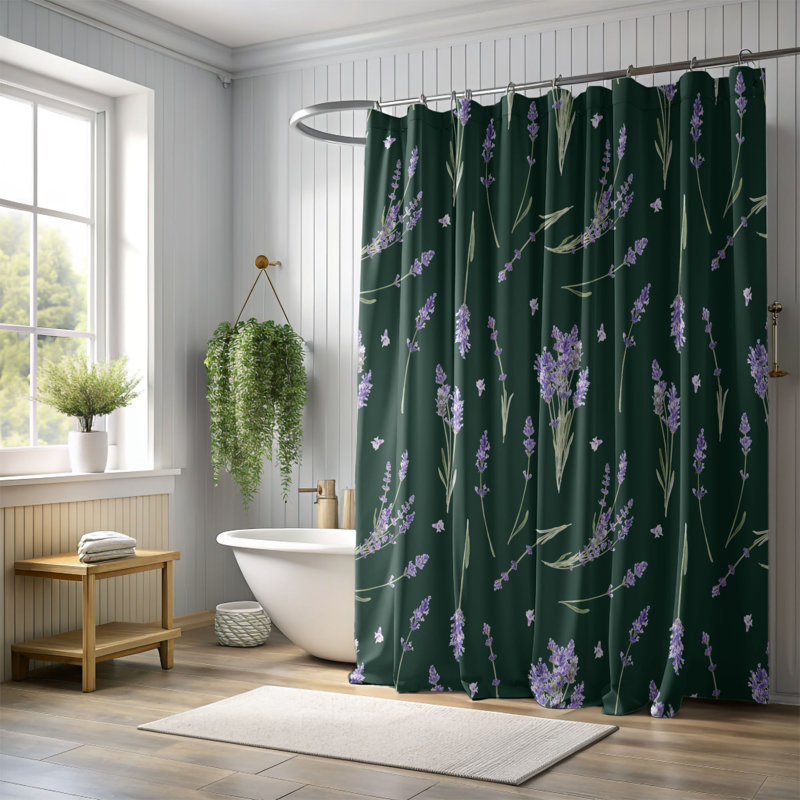 Rideau de douche 1 pièce Gentle Lavender, H 74 po x l 71 po